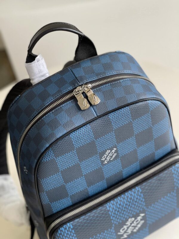 1:1 Replica Louis Vuitton LV Campus Backpack Damier Graphite 3D Canvas Blue Unique Bag For Men N50008 - 39cm