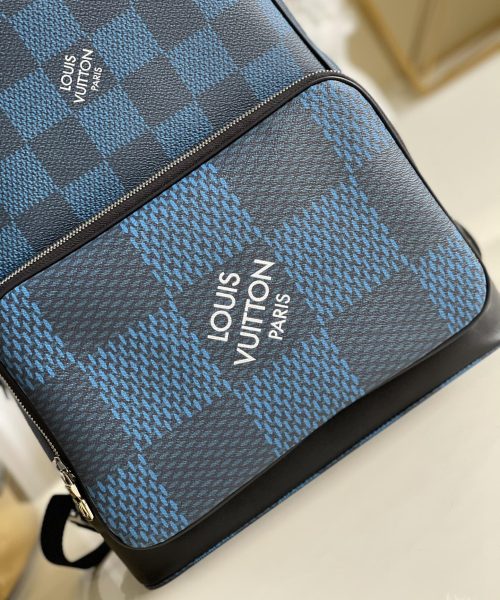 1:1 Replica Louis Vuitton LV Campus Backpack Damier Graphite 3D Canvas Blue Unique Bag For Men N50008 - 39cm