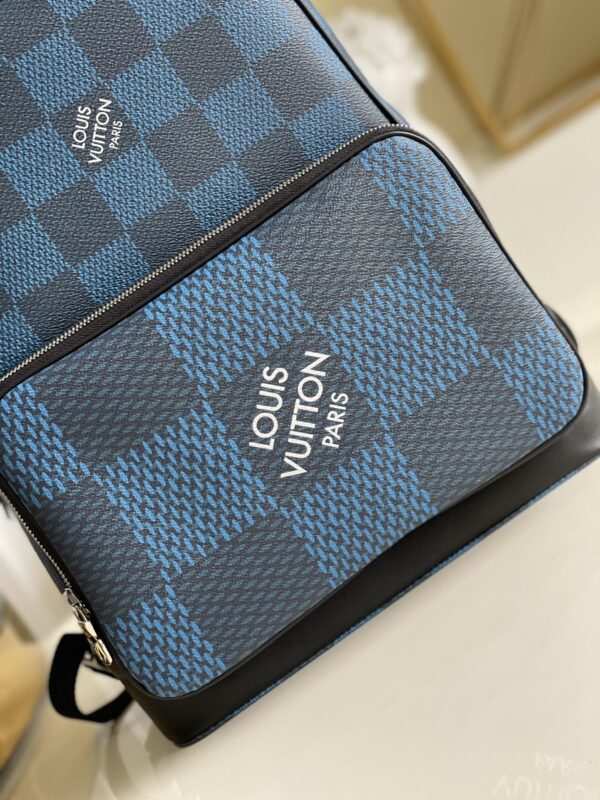 1:1 Replica Louis Vuitton LV Campus Backpack Damier Graphite 3D Canvas Blue Unique Bag For Men N50008 - 39cm