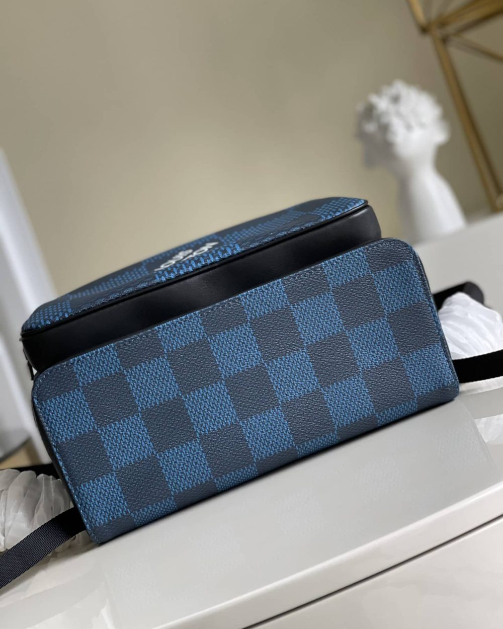 1:1 Replica Louis Vuitton LV Campus Backpack Damier Graphite 3D Canvas Blue Unique Bag For Men N50008 - 39cm