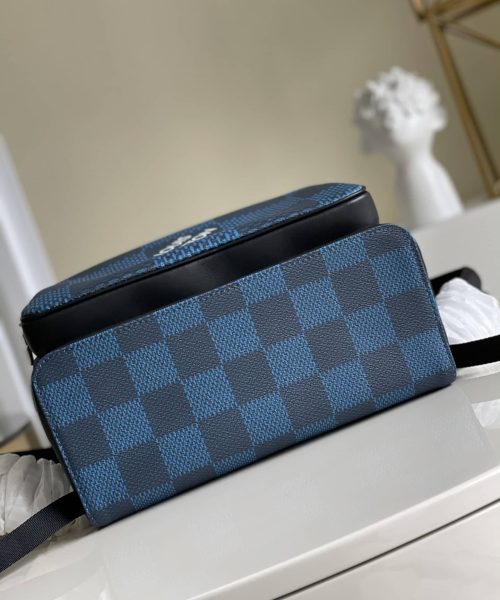 1:1 Replica Louis Vuitton LV Campus Backpack Damier Graphite 3D Canvas Blue Unique Bag For Men N50008 - 39cm