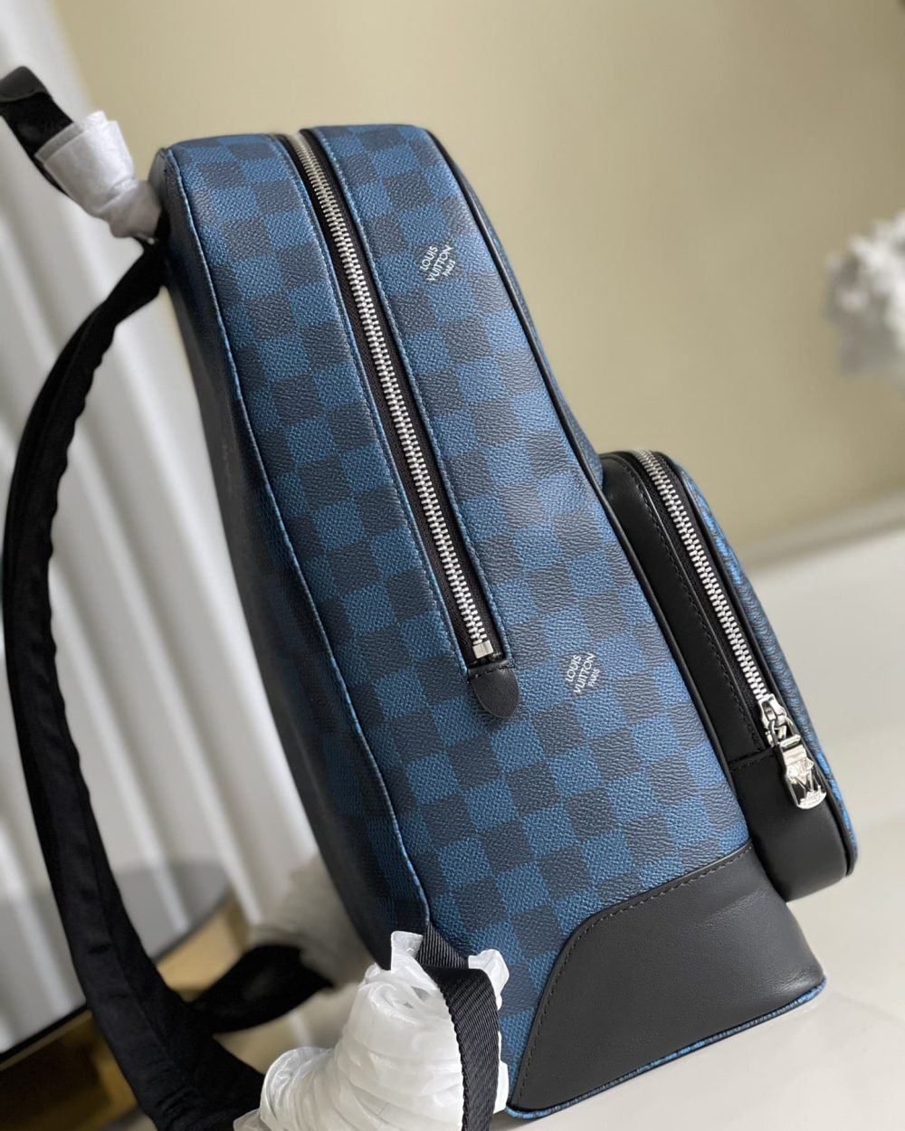 1:1 Replica Louis Vuitton LV Campus Backpack Damier Graphite 3D Canvas Blue Unique Bag For Men N50008 - 39cm