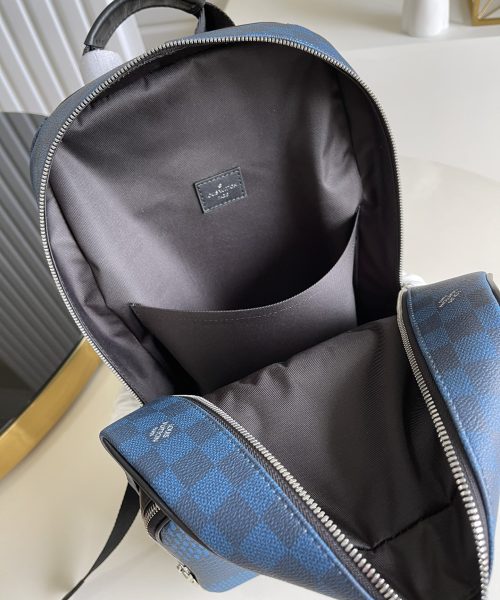 1:1 Replica Louis Vuitton LV Campus Backpack Damier Graphite 3D Canvas Blue Unique Bag For Men N50008 - 39cm