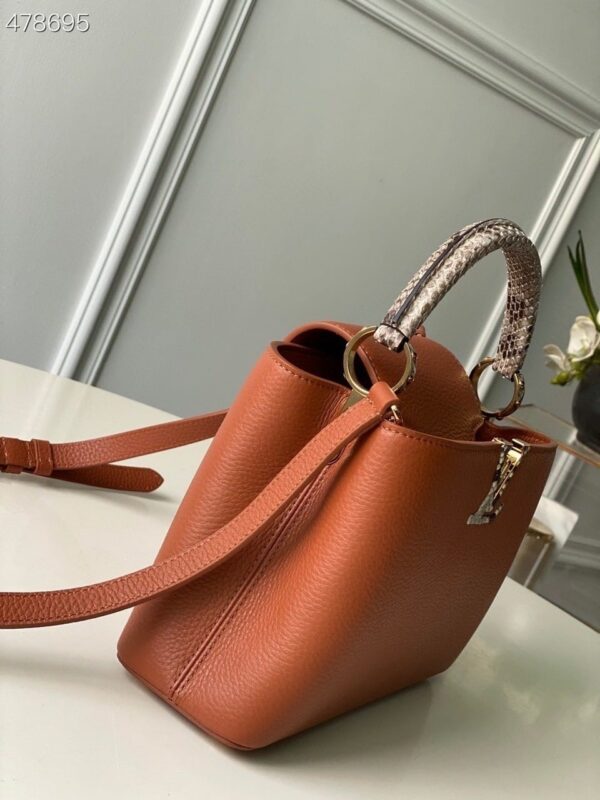 1:1 Replica Louis Vuitton LV Capucines BB Taurillon And Python Brown Luxury Bag For Women N97980 - 10.4in/27cm