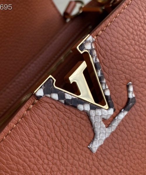 1:1 Replica Louis Vuitton LV Capucines BB Taurillon And Python Brown Luxury Bag For Women N97980 - 10.4in/27cm
