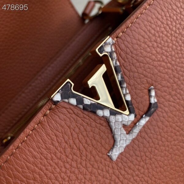 1:1 Replica Louis Vuitton LV Capucines BB Taurillon And Python Brown Luxury Bag For Women N97980 - 10.4in/27cm