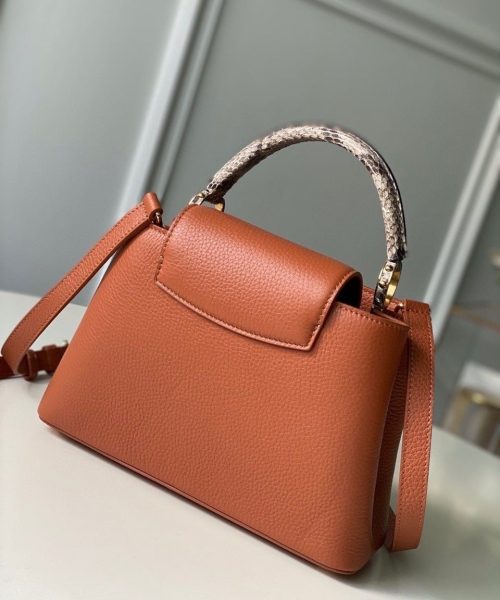 1:1 Replica Louis Vuitton LV Capucines BB Taurillon And Python Brown Luxury Bag For Women N97980 - 10.4in/27cm