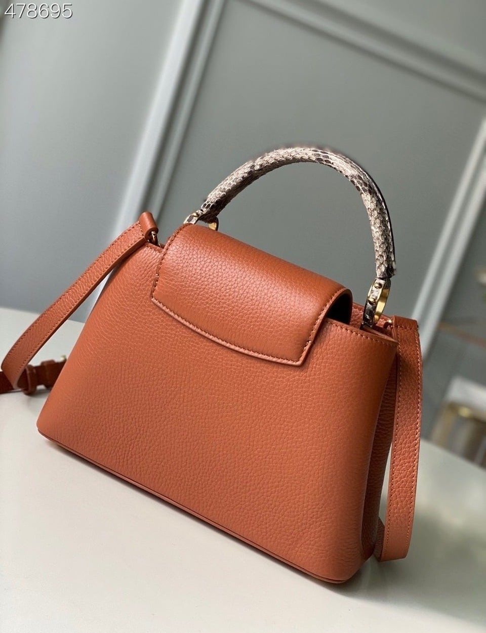 1:1 Replica Louis Vuitton LV Capucines BB Taurillon And Python Brown Luxury Bag For Women N97980 - 10.4in/27cm