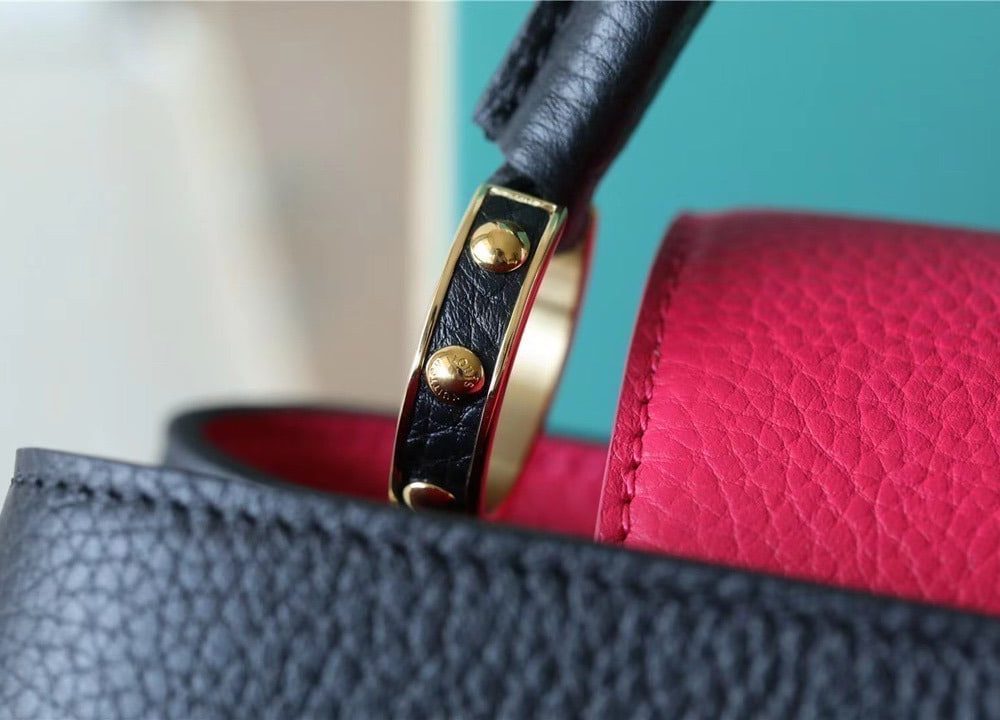 1:1 Replica Louis Vuitton LV Capucines BB Taurillon Black/ Rose Berlingot Luxury Bag For Women - 10.6in