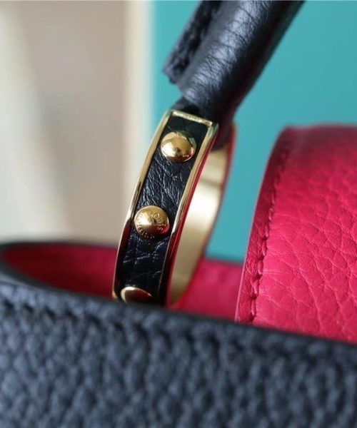 1:1 Replica Louis Vuitton LV Capucines BB Taurillon Black/ Rose Berlingot Luxury Bag For Women - 10.6in