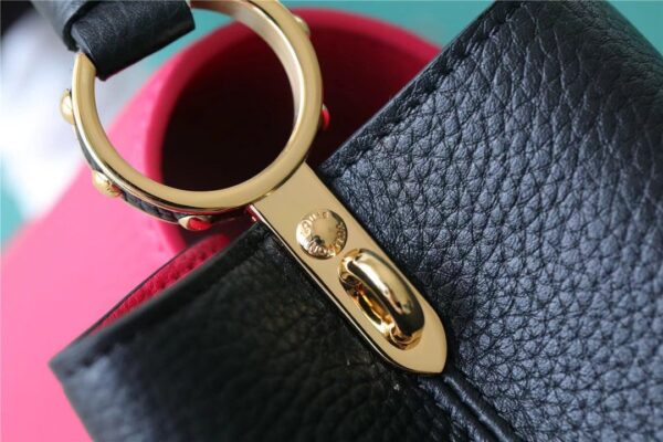 1:1 Replica Louis Vuitton LV Capucines BB Taurillon Black/ Rose Berlingot Luxury Bag For Women - 10.6in