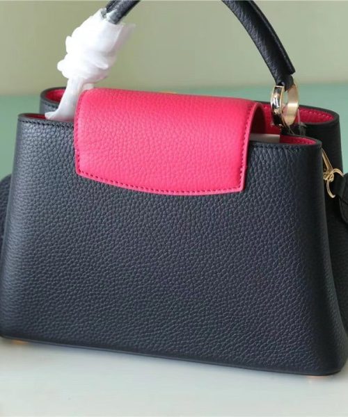 1:1 Replica Louis Vuitton LV Capucines BB Taurillon Black/ Rose Berlingot Luxury Bag For Women - 10.6in
