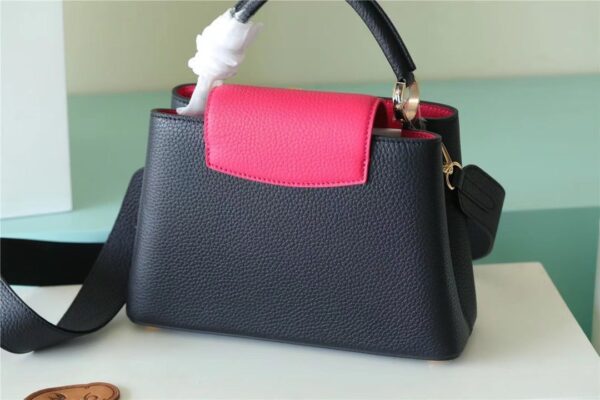 1:1 Replica Louis Vuitton LV Capucines BB Taurillon Black/ Rose Berlingot Luxury Bag For Women - 10.6in