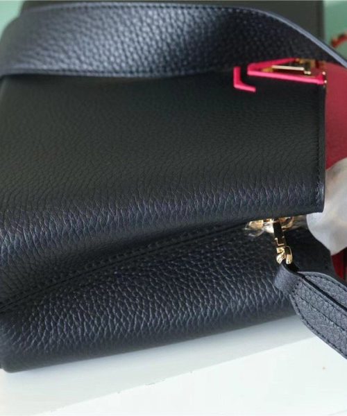 1:1 Replica Louis Vuitton LV Capucines BB Taurillon Black/ Rose Berlingot Luxury Bag For Women - 10.6in