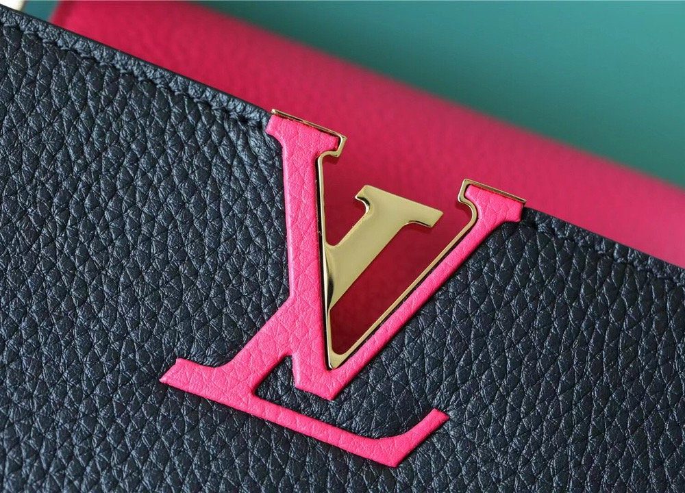 1:1 Replica Louis Vuitton LV Capucines BB Taurillon Black/ Rose Berlingot Luxury Bag For Women - 10.6in