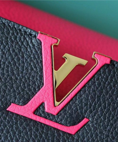 1:1 Replica Louis Vuitton LV Capucines BB Taurillon Black/ Rose Berlingot Luxury Bag For Women - 10.6in