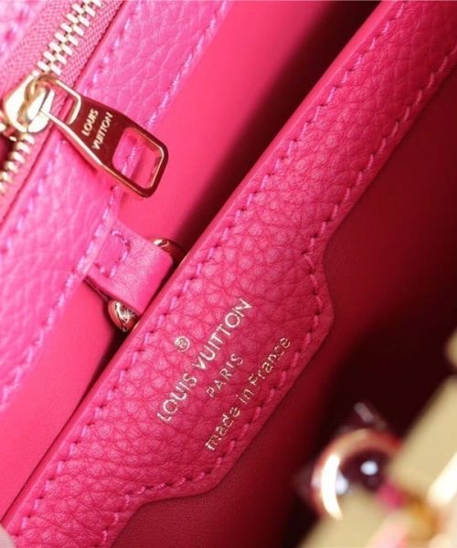 1:1 Replica Louis Vuitton LV Capucines BB Taurillon Black/ Rose Berlingot Luxury Bag For Women - 10.6in