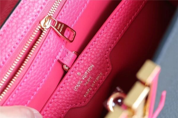 1:1 Replica Louis Vuitton LV Capucines BB Taurillon Black/ Rose Berlingot Luxury Bag For Women - 10.6in