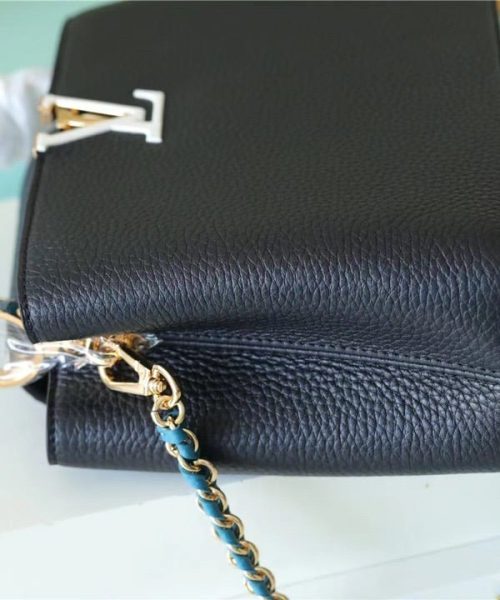 1:1 Replica Louis Vuitton LV Capucines BB Taurillon Black/Blue Luxury Bag For Women - 10.6in/27cm
