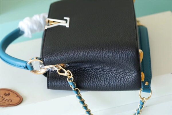 1:1 Replica Louis Vuitton LV Capucines BB Taurillon Black/Blue Luxury Bag For Women - 10.6in/27cm