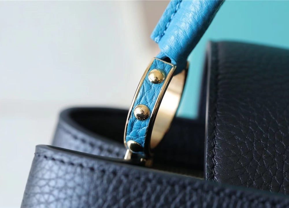 1:1 Replica Louis Vuitton LV Capucines BB Taurillon Black/Blue Luxury Bag For Women - 10.6in/27cm