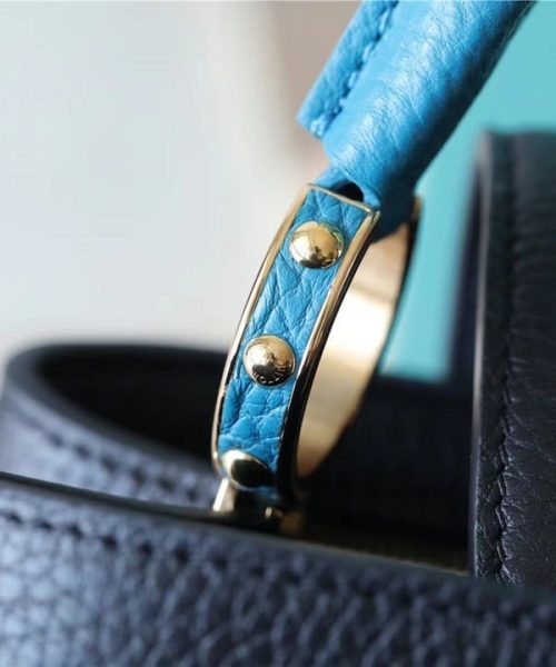 1:1 Replica Louis Vuitton LV Capucines BB Taurillon Black/Blue Luxury Bag For Women - 10.6in/27cm
