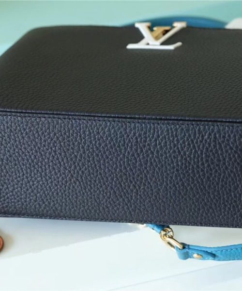 1:1 Replica Louis Vuitton LV Capucines BB Taurillon Black/Blue Luxury Bag For Women - 10.6in/27cm
