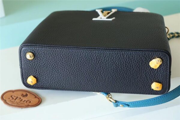 1:1 Replica Louis Vuitton LV Capucines BB Taurillon Black/Blue Luxury Bag For Women - 10.6in/27cm