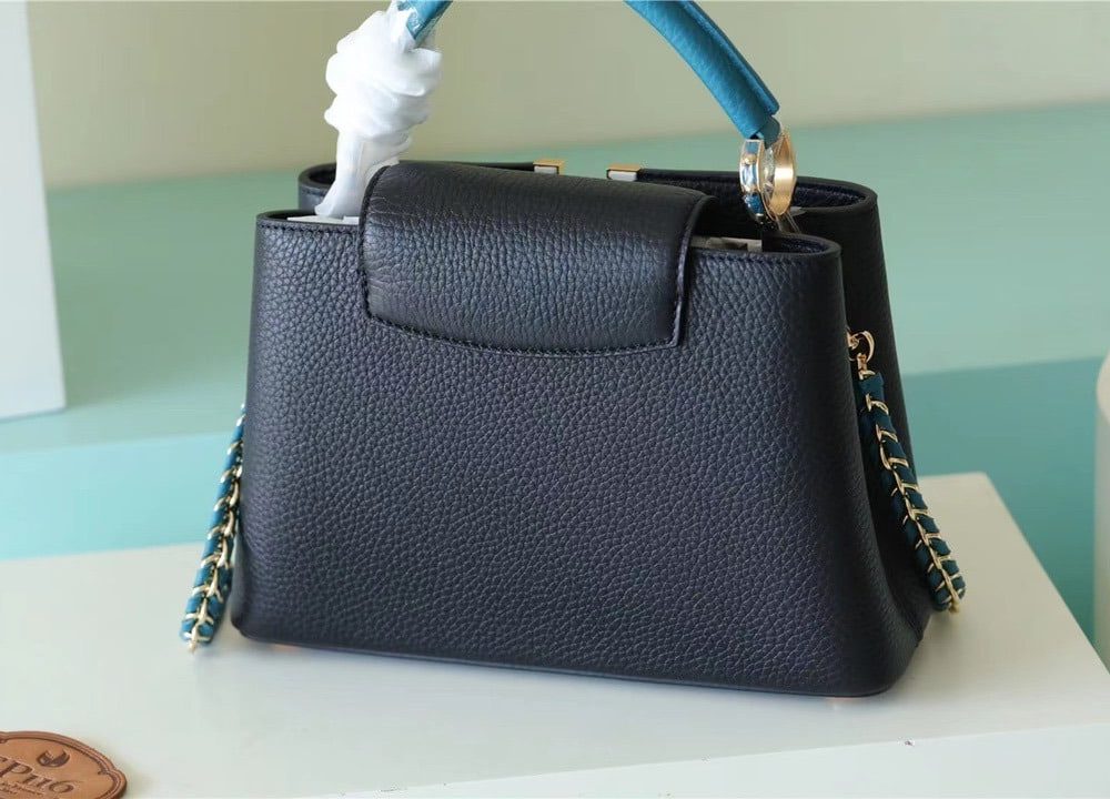 1:1 Replica Louis Vuitton LV Capucines BB Taurillon Black/Blue Luxury Bag For Women - 10.6in/27cm