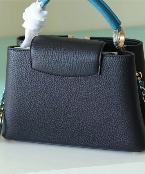 1:1 Replica Louis Vuitton LV Capucines BB Taurillon Black/Blue Luxury Bag For Women - 10.6in/27cm