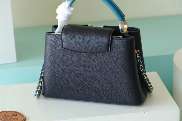 1:1 Replica Louis Vuitton LV Capucines BB Taurillon Black/Blue Luxury Bag For Women - 10.6in/27cm