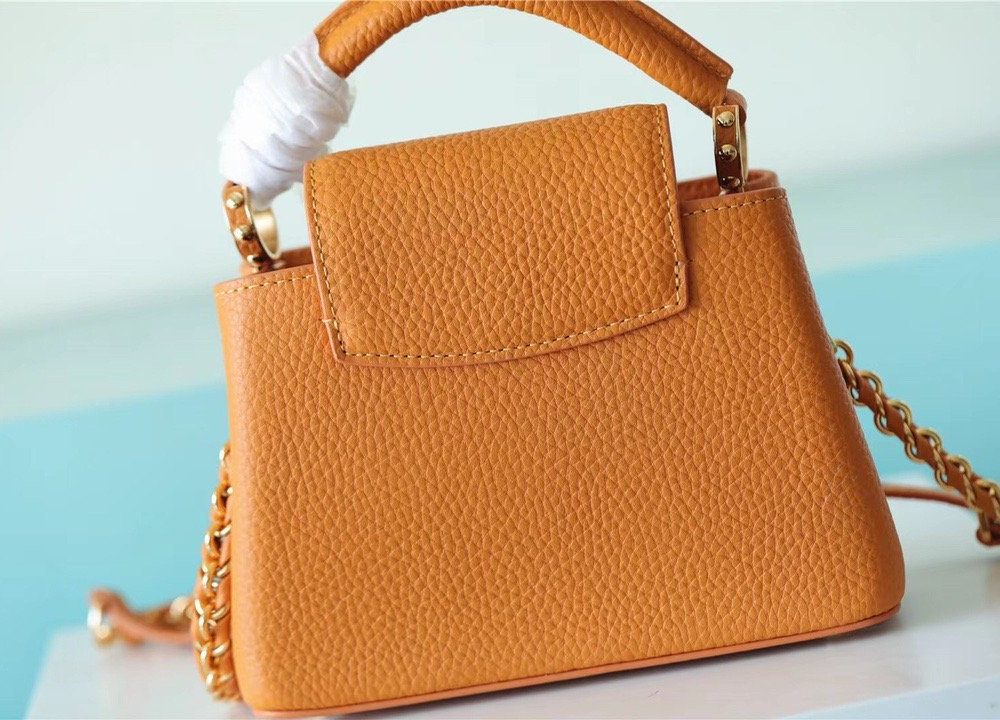 1:1 Replica Louis Vuitton LV Capucines Mini Taurillon Jaune Sunbeam Luxury Bag For Women - 21cm/8.3in
