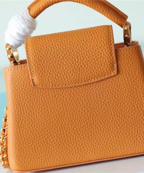 1:1 Replica Louis Vuitton LV Capucines Mini Taurillon Jaune Sunbeam Luxury Bag For Women - 21cm/8.3in