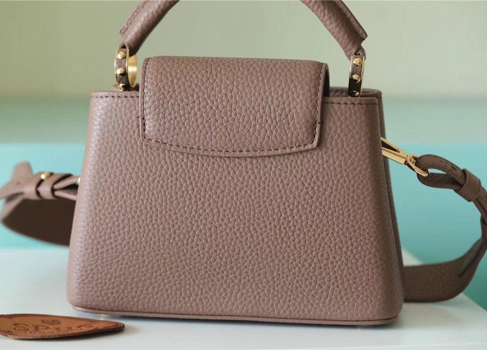 1:1 Replica Louis Vuitton LV Capucines Mini Taurillon Light Brown Luxury Bag For Women M56071 - 21cm/8.3in