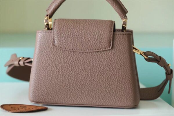 1:1 Replica Louis Vuitton LV Capucines Mini Taurillon Light Brown Luxury Bag For Women M56071 - 21cm/8.3in