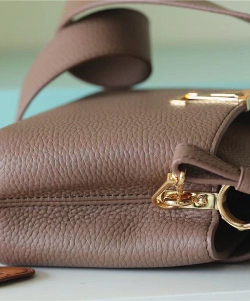 1:1 Replica Louis Vuitton LV Capucines Mini Taurillon Light Brown Luxury Bag For Women M56071 - 21cm/8.3in