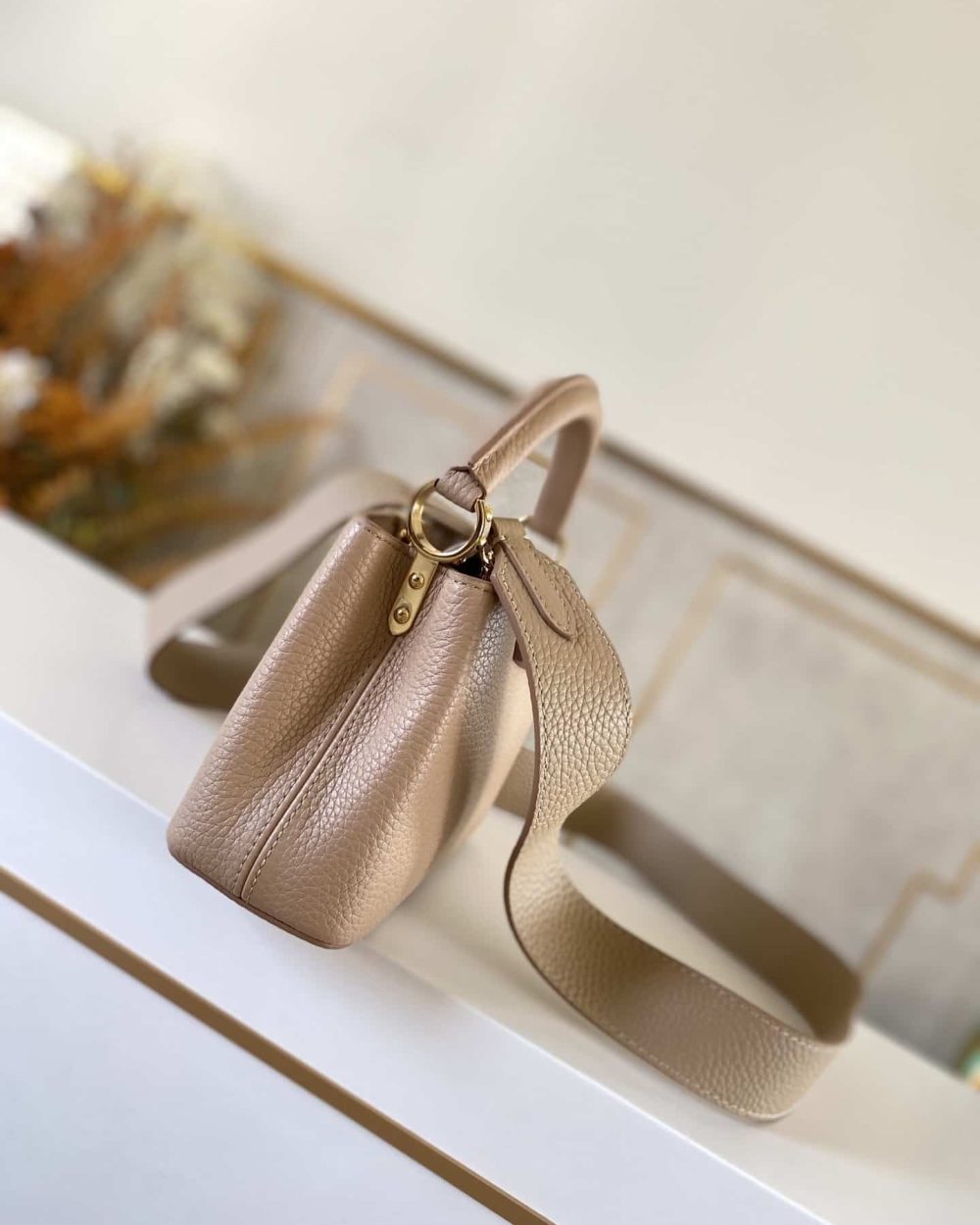 1:1 Replica Louis Vuitton LV Capucines Mini Taurillon Steeple Grey For Women Luxury Bag - 8.3in/21cm