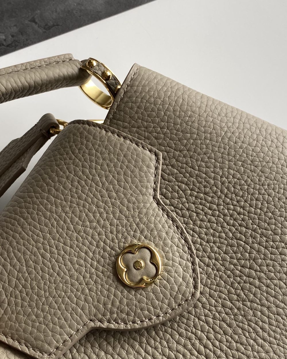 1:1 Replica Louis Vuitton LV Capucines Mini Taurillon Steeple Grey For Women Luxury Bag - 8.3in/21cm