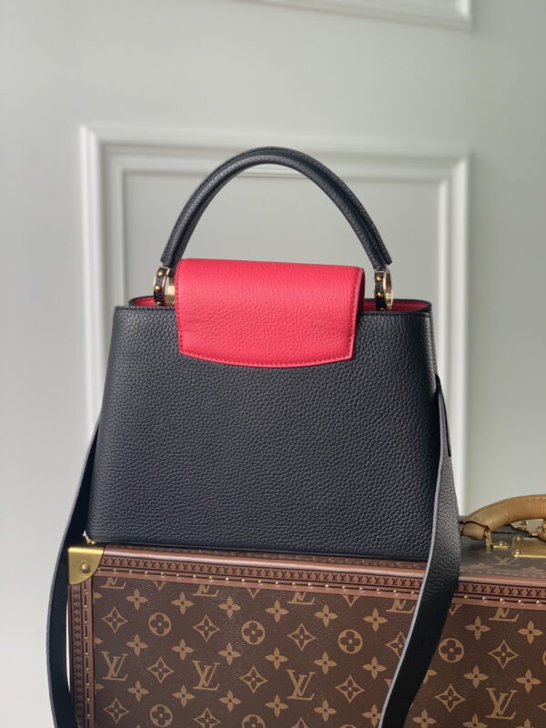 1:1 Replica Louis Vuitton LV Capucines MM Taurillon Black/ Rose Berlingot Luxury Bag For Women M59882 - 12.4in/31.5cm