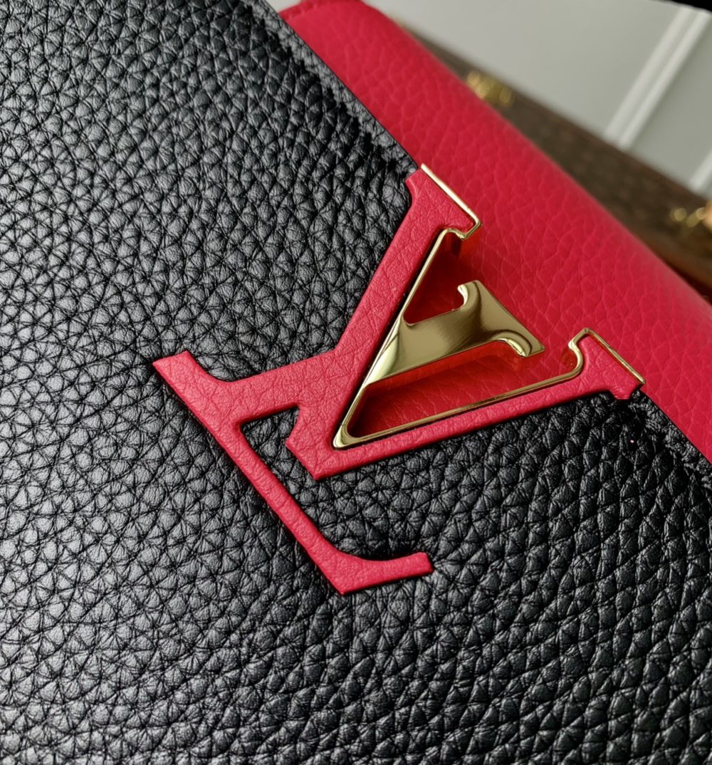 1:1 Replica Louis Vuitton LV Capucines MM Taurillon Black/ Rose Berlingot Luxury Bag For Women M59882 - 12.4in/31.5cm
