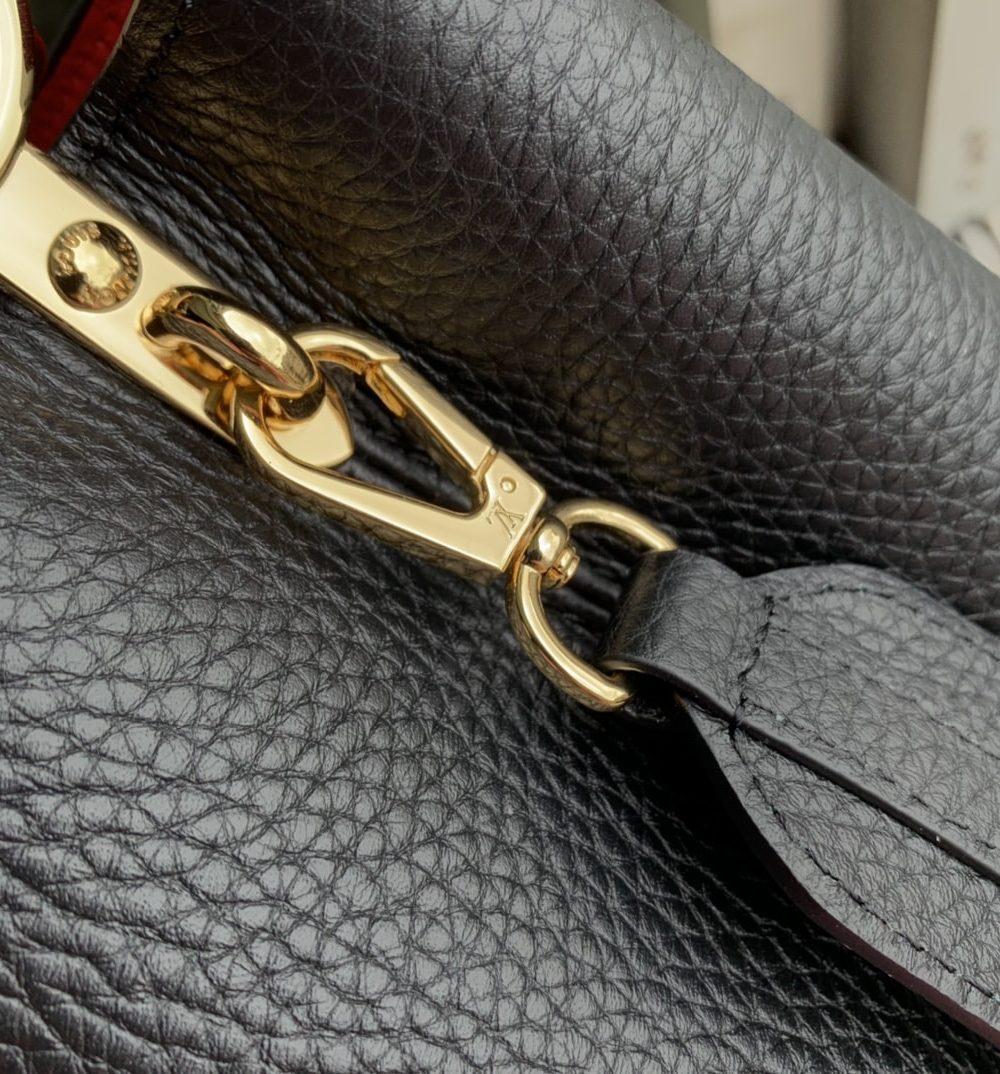 1:1 Replica Louis Vuitton LV Capucines MM Taurillon Black/ Rose Berlingot Luxury Bag For Women M59882 - 12.4in/31.5cm