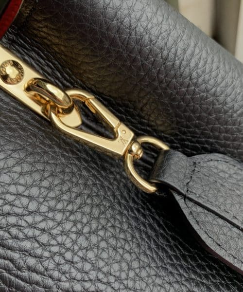 1:1 Replica Louis Vuitton LV Capucines MM Taurillon Black/ Rose Berlingot Luxury Bag For Women M59882 - 12.4in/31.5cm