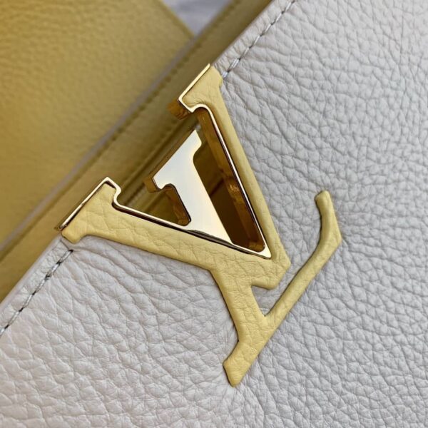 1:1 Replica Louis Vuitton LV Capucines MM Taurillon Creme Beige/ Plume Yellow Berlingot Luxury Bag For Women M59883 - 12.4in/31.5cm