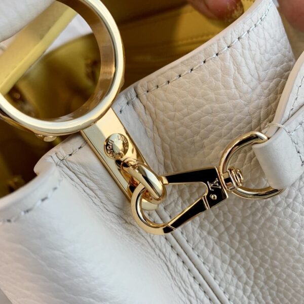 1:1 Replica Louis Vuitton LV Capucines MM Taurillon Creme Beige/ Plume Yellow Berlingot Luxury Bag For Women M59883 - 12.4in/31.5cm