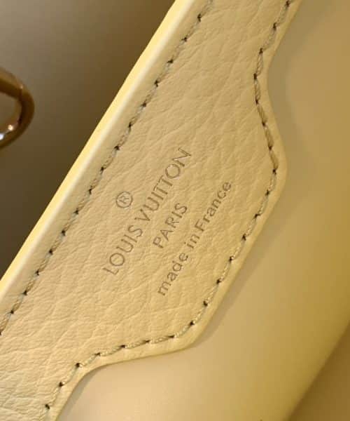 1:1 Replica Louis Vuitton LV Capucines MM Taurillon Creme Beige/ Plume Yellow Berlingot Luxury Bag For Women M59883 - 12.4in/31.5cm