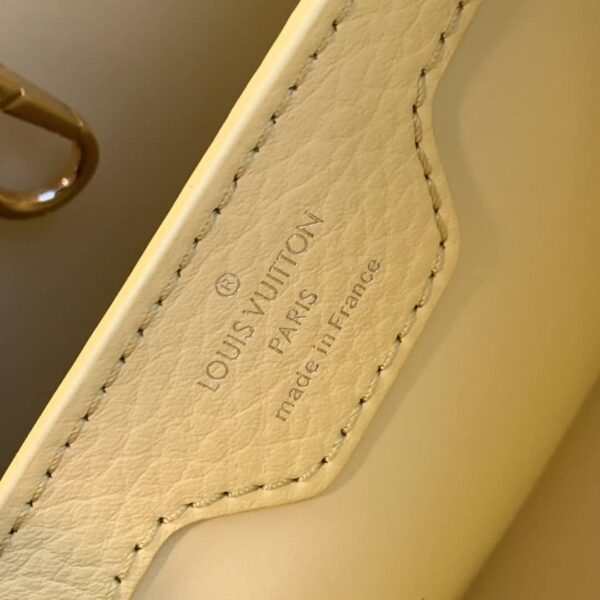 1:1 Replica Louis Vuitton LV Capucines MM Taurillon Creme Beige/ Plume Yellow Berlingot Luxury Bag For Women M59883 - 12.4in/31.5cm