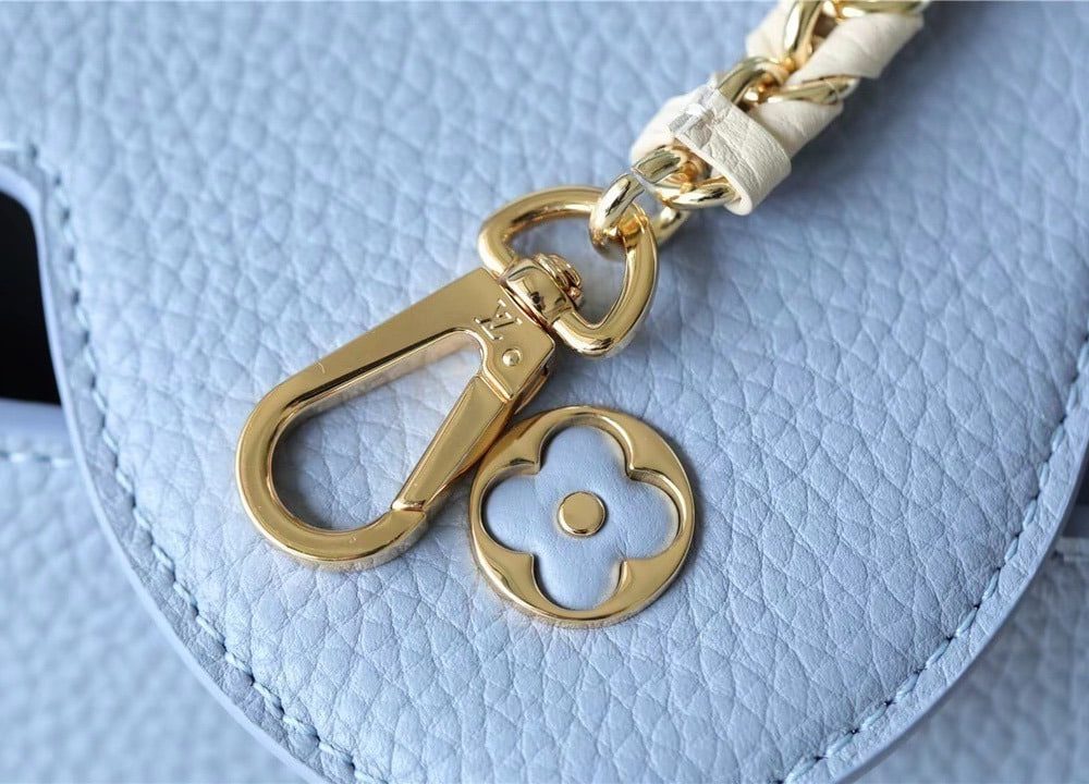 1:1 Replica Louis Vuitton LV Capucines MM Taurillon Light Blue/ Beige Luxury Bag For Women - 12.4in/31.5cm