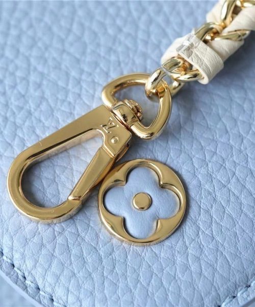 1:1 Replica Louis Vuitton LV Capucines MM Taurillon Light Blue/ Beige Luxury Bag For Women - 12.4in/31.5cm