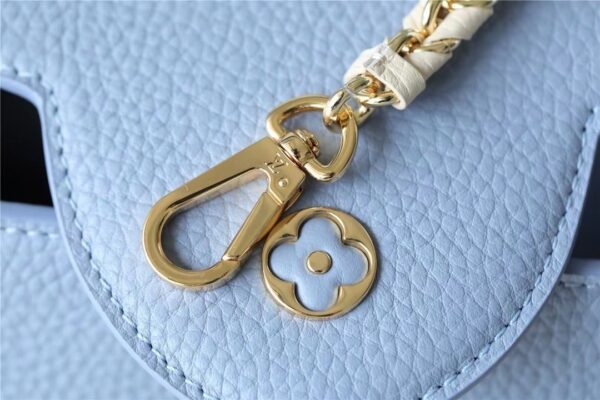1:1 Replica Louis Vuitton LV Capucines MM Taurillon Light Blue/ Beige Luxury Bag For Women - 12.4in/31.5cm