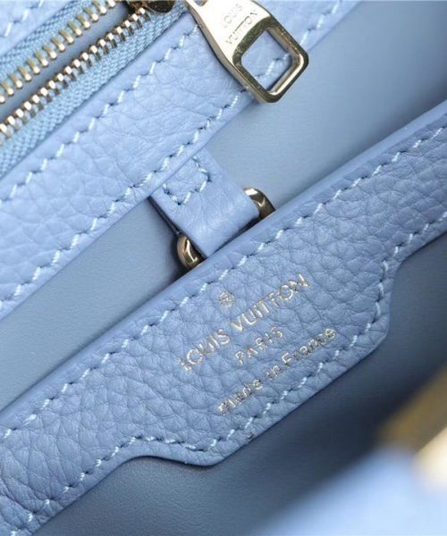1:1 Replica Louis Vuitton LV Capucines MM Taurillon Light Blue/ Beige Luxury Bag For Women - 12.4in/31.5cm